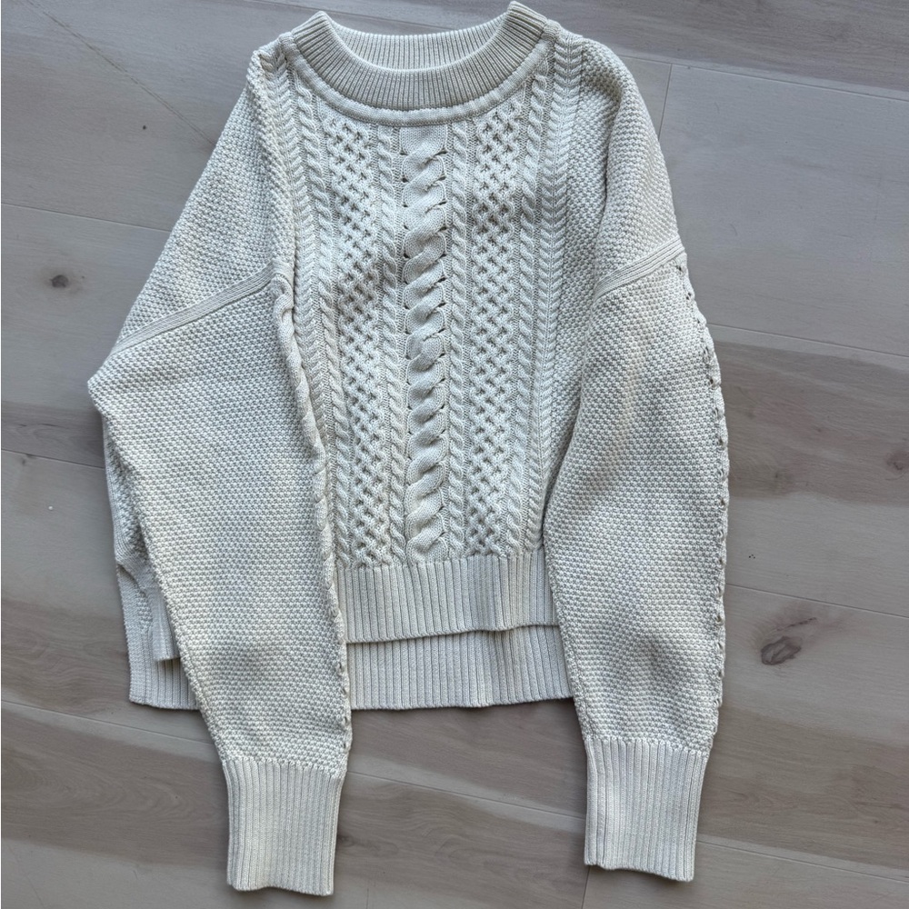 La Ligne Cream Cable Knit Sweater